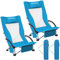 KingCamp 2er Set Strandstuhl Klappbar Leicht, Niedrig Campingstuhl Strandstuhl Faltbar, 180 kg Belastbar, Klappstuhl Strand mit Armlehnen Getränkehalter Netztasche, Strandsessel Mesh Hochlehner, Blau
