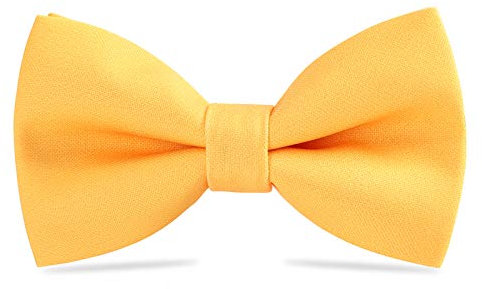 WELROG Papillon classico pre-legato Papillon regolabili in gabardine di smoking massiccio per bambini & uomini Cravatta per adulti e bambini per la festa nuziale (Giallo