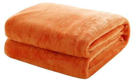 Mixibaby Kuscheldecke Flauschige extra weich & warm Wohndecke Flanell Fleecedecke, Falten beständig/Anti-verfärben als Sofadecke oder Bettüberwurf, Größe:220 cm x 240 cm, Farbe:Orange