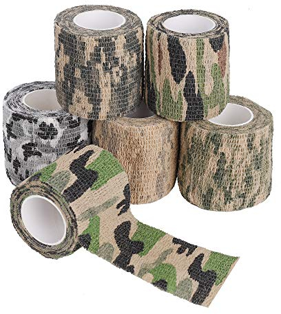 Heveer Camouflage Band Selbstklebende Bandage Multifunktions Tarnung Klebeband für Outdoor Jagd Camping Fotografie Radfahren 6 Rolle