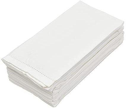 Micasa Décor Servietten, 100 % Baumwolle, strukturiert, mit Hohlsaum, gehrten Ecken und großzügiger Serviette, Tischtaschenfreundlich, 12 Stück, Weiß (50,8 x 50,8 cm)