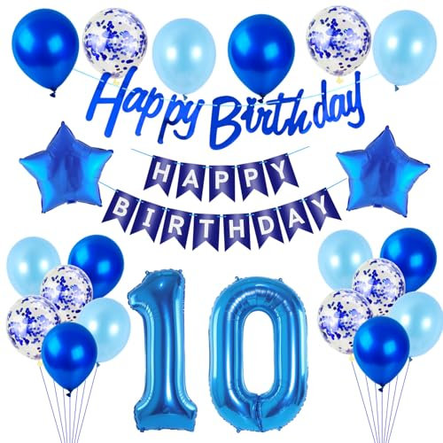 Luftballons 10 .Geburtstag Deko Junge blau Folien ballon 10 Geburtstag Deko Junge geburtstagsdeko 10 jahre geburtstag dekoration Junge, deko 10. Geburtstag Junge deko girlande 10 Geburtstag banner