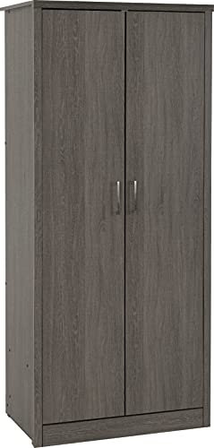 A T Seconique Lisbon 2 Door 1 Drawer All Hanging Rail Wardrobe in Black Wood Grain