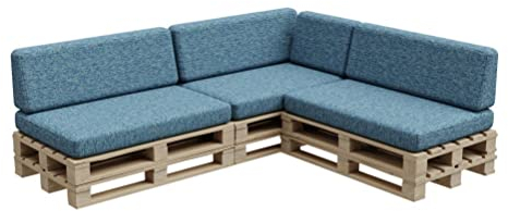 Gutekissen® Palettenkissen, Palletenpolster, Gartenkissen, Palettenauflagen, Sofa, Kissen, Polster, Auflagen Indoor Outdoor PFBG (3X Set (120x80 + 120x35), Maritim)