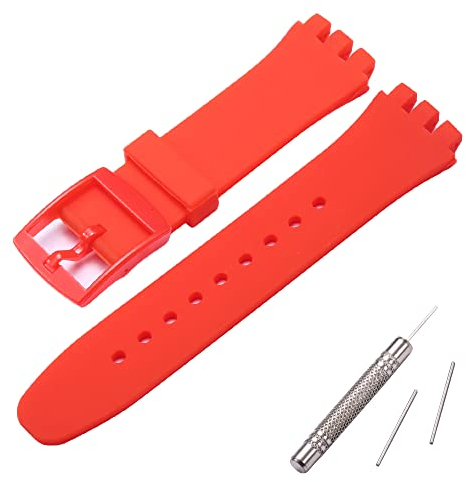 MCXGL 20mm Silikonarmband Kompatibel mit Swatch schweißfestes Silikon-Gummi-Uhrenarmband mit Werkzeug Red