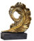 IDYL Moderne Skulptur Figur Resin Feder auf Sockel | goldfb. | Masse: 30x20x11 cm | Material: Polyresin (Kunststein) | Dekoration für den Wohnbereich