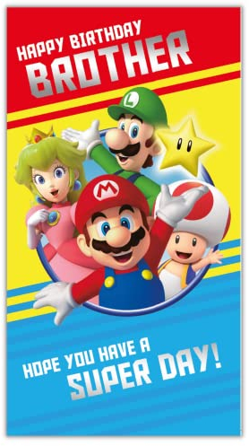 Danilo Promotions LTD Super Mario Offizielle Geburtstagskarte für Bruder, Geburtstagskarte für Bruder, 22,9 x 12,7 cm