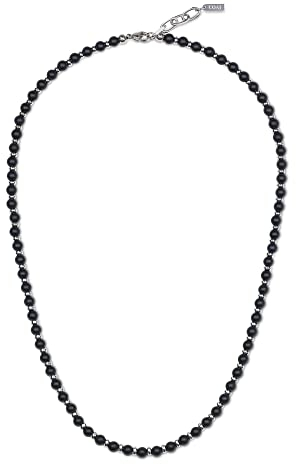 COAI Geschenkideen Herren Reiki Steine Halskette Glückskette aus Mattem Onyx und Edelstahl