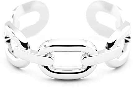 THIORA Ring Damen | Premium Edelstahl | Flexible Größe | Kettenglieder Style | Statement Gliederkette | Chain | Geschenk (Silber)