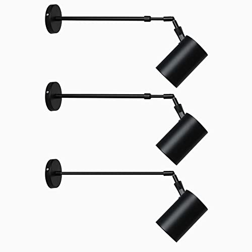 WFZRXFC 3 Stück verstellbare Spotlight Fixture Nachttisch-Leselampe, 180 + 90 ° schwenkbare Decken- / Wandlampen, Teleskop-Aufbauspot, für Wohnzimmer, Schlafzimmer, Kopfteil, Schwarze Wandlampen