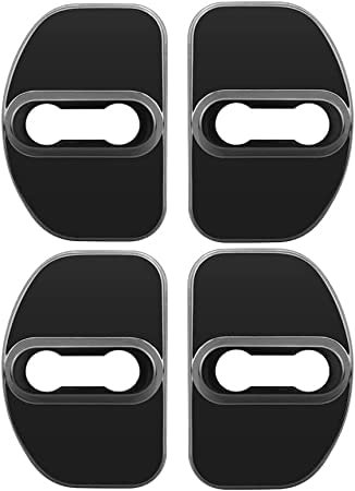 4 PCS Car Door Lock Cover, Stainless Steel Door Lock Striker Buckle Protection, Door Latch Lock Cover Compatible for Audi S line A1 A3 A4 A5 A6L A6 A7 A8 Q3 Q5 Q7 S4 S5 S8 R8