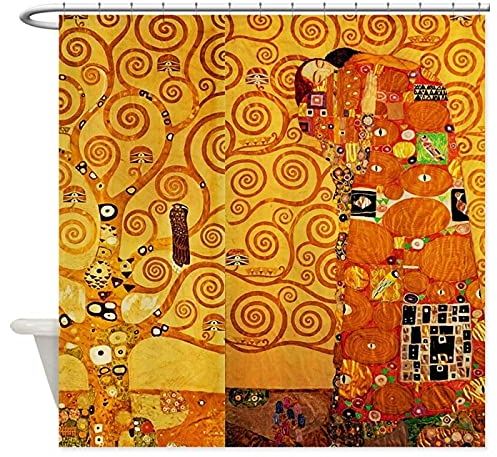 YTITILUCK Extra Langer Duschvorhang Gustav Klimt Lebensbaum Jugendstil Dekostoff Badezimmer Polyester Duschvorhang BxH:94x79(240x200cm) Nassraum-Duschvorhang
