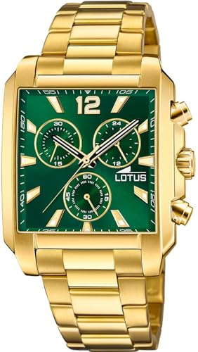 Lotus Herrenuhr Analog aus Edelstahl 316l Goldfarben | Quarzwerk, Chronograph, Widerstandsfähiges Mineralglas, Wasserdicht 5 ATM 18853/3 Special Prices