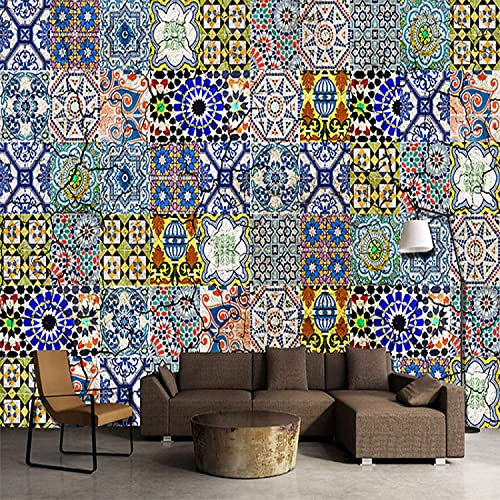 Papier Peint Personnalisé 3D Sans Couture, Motif Coloré Rétro Papier Peint Mural, Décoration Résistante À L'Usure Pour Salle D'Étude, Toile De Fond, Papier Peint, Revêtement Mural, Photo 140x70 cm