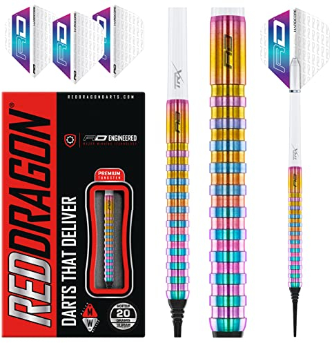 RED DRAGON Darts - Javelin Spectron 18g Fass/20g Volles Gewicht - 85% Wolfram - Professionelles Weiche Spitze Dartpfeile Satz mit Flüge & Schäften
