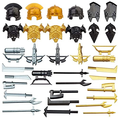 ALiquid Custom Minifiguren Waffen Set, Custom Waffen Set für Minifiguren, Mittelalterliche Uruk Soldat Waffen Set für Lego Minifiguren - 35 Stück