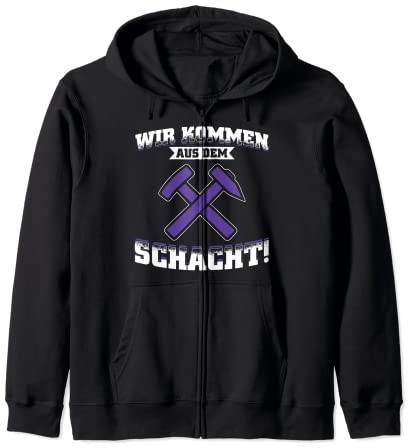 Wismut Fan Zubehör Glück auf Unisex-Erwachsene Schwarz Klein Klassischer Schnitt Kapuzenjacke Aue mein Verein Fußball Aue im Erzgebirge