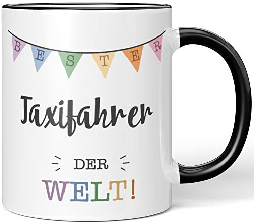 JUNIWORDS Tasse, Bester Taxifahrer der Welt, Schwarz (5721728)