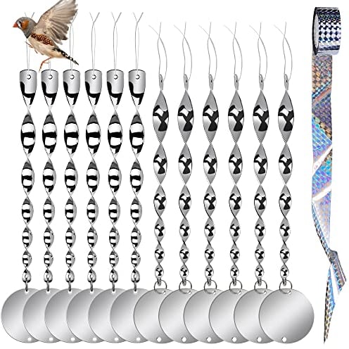 12 Pièces Anti Oiseaux 30cm avec Bande Répulsive Oiseaux 50m, Réfléchissantes Epouvantail Repulsif Pigeon pour Balconet Jardin Insectes, Anti-Pigeon Respectueux des Animaux