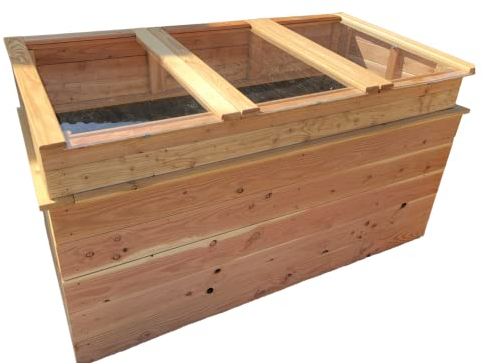 Gartenwelt Riegelsberger Hochbeet mit Frühbeet und Handlauf aus Lärchenholz Gemüsebeet | Größe Hochbeet B180 x T80 cm | Bohlen 27 mm glatt