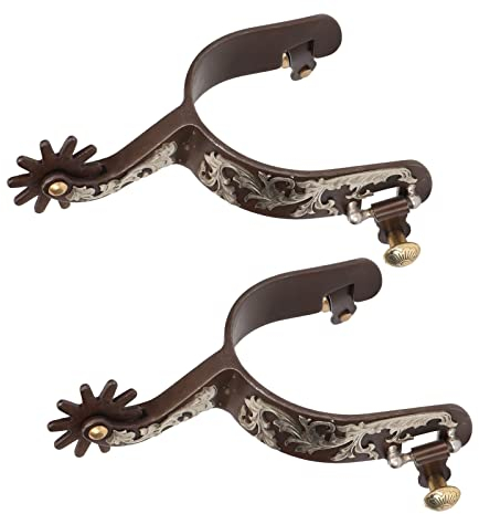 Western-Cowboy-Sporen, 2 Stück, Vintage-Bronze-Pferdesporen aus Kohlenstoffarmem Stahl mit Drehbarem Zahnrad, Retro-Stiefelsporne aus Metall mit Feiner Verarbeitung für Pferde