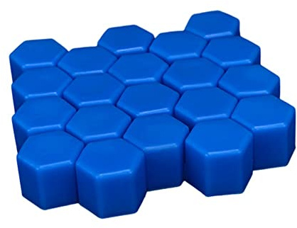 URFEDA 20pcs Capuchons D'écrou de Roue 21mm Écrou Capuchon Cache-vis Lumineux Nuit pour Voiture Cache écrou Hexagonal en Silicone Cache-Vis Boulon Jantes, avec Outil Demontage, Décor de Voiture, Bleu