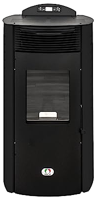 STUFE A PELLET ITALIA Siberia Aria New 15 KW WiFi - Poêle à air ventilé chauffe 140m² Efficacité 92% Autonomie 30H Programmable 5 vitesses et puissances Garantie 24 mois Noir