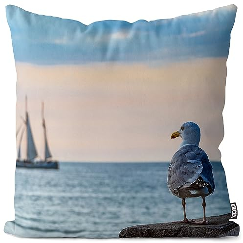 VOID Segelschiff Möwe Hanse Kissenbezug Kissenhülle Polyester Dekoration Outdoor Dekokissen, Kissen Größe:50 x 50 cm