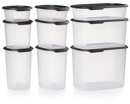 Tupperware One Touch Fresh Seal & Store - Set di 9 contenitori per alimenti, lavabile in lavastoviglie e senza BPA, (9 contenitori + 9 coperchi)