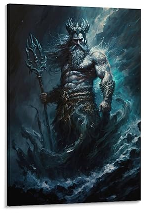 Poseidon Poster griechische Mythologie, Götter, Heimdekoration, Poster, Wandkunst, zum Aufhängen, dekoratives Gemälde, Poster, 30 x 45 cm