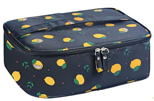 YYGOJOY - Beauty case da viaggio, grande, organizer per cosmetici e cosmetici, portatile, per donne e ragazze, Limone nero, Classico