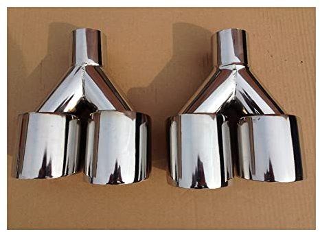 Auspuffblende Edelstahl-Auspuffblende Auspuffrohr-Muffe Universelle Autogröße FÜR Helle 90mm Dual-Einlass54mm-Auslass90mm Endrohre