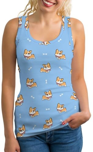 OTRAHCSD Tanktop, süße walisische Corgi-Hundeweste für Damen, ärmellos, Workout-Tops, Sportweste, siehe abbildung, XXL