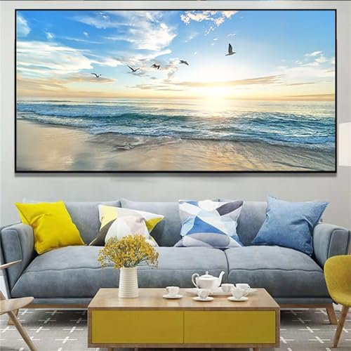 Oujkeef Diamond Painting Erwachsene Groß XXL 60x180cm Full Diamant Painting Bilder Meer- Strand Diamond Art DIY 5D Diamant Malen Kinder Kreuzstich Stickerei Kunst Set Home Wall Décor -352
