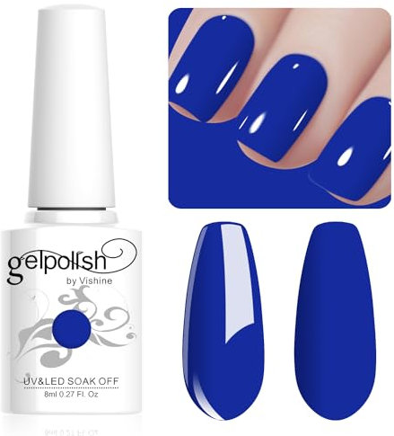 Vishine 8ml Vernis à Ongles Gel Semi Permanent Couleur Bleu électrique, Vernis Semi Permanent Soak Off UV LED Gel Polish Nail Art Manucure Salon DIY LM071