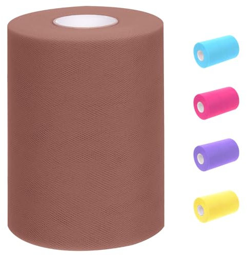 Glarks 1 pièce 15cm x 100 yards (300 pieds) café couleur tulle tissu rouleau, tulle ORGANZA tissu rouleau pour bricolage Tutu jupe bébé douche décoration mariage fond artisanat
