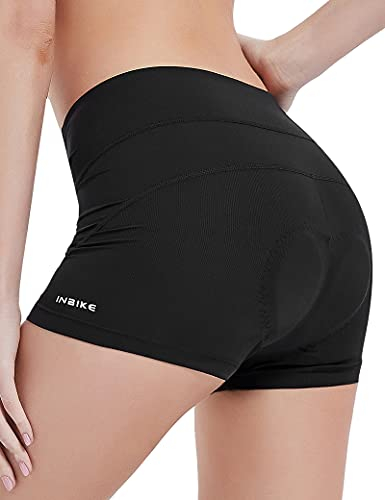 INBIKE Radlerhose Damen Gepolstert Sitzpolster Kurz Sommer Sport Fahrradunterhose Radunterhose Unterwäsche Fahrrad Hose Rennrad Radsport Schwarz L