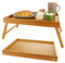 Oungy Juego de 2 bandejas de bambú para cama con patas plegables, 42 x 30 x 20 cm, bandeja de desayuno para comer en el regazo, bandeja de cama multiusos para cama, sofá, mesa