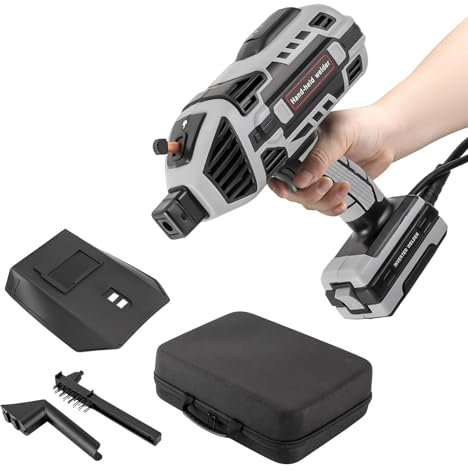 Kindevieft Saldatrice Portatile, Saldatrice Ad Arco Portatile da 120 A, Saldatrice Portatile, Saldatrice Elettrica con Set di Strumenti per Saldatura E Cassetta degli Attrezzi,Grey