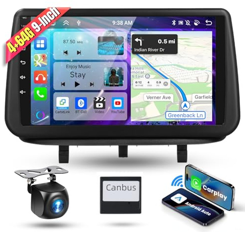 4G&64G 8 Core Podofo 9''Autoradio per Opel MERIVA 2009-2014Carplay Android Auto Wireless,DSP,Bluetooth Radio 2 din con GPS Navi HIFI/RDS/FM +AHD telecamera di retromarcia