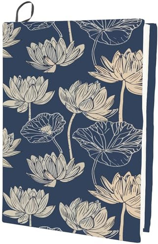 CRASPIRE Funda de Libro Elástica con Diseño de Flor de Loto, Lavable, Reutilizable, Grande, de Nailon, para Libros, Apto para Libros de Tapa Dura de 9 x 11 pulgada, Estudiantes de Aula