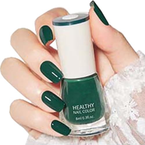 Nude Nail Polish, Nude Quick Dry Nail Varnish - Oil Based Natural Long Lasting Nail Polish - No Need Uv Nail Paint For Diy Nail Art Manicure At Home -French Manicure (40#Dark Green)