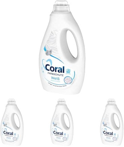 Coral Farbschutz Weiß Waschmittel Flüssigwaschmittel für länger strahlendes Weiß 23 WL (Packung mit 4)