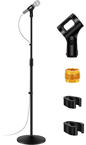 InnoGear Mic Stand, 2 Pack Microphone Stand Floor Detachable Boom Mic Arm Stands with Weighted Base, Height Adjustable from 34 to 60 for Blue Yeti HyperX QuadCast Shure SM58 Samson Q2U Fifine K669B