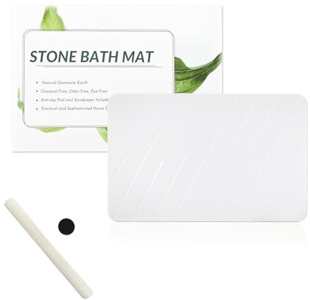 Marakruki Tappetino da bagno Diatomite Stone Bath Mat, antiscivolo, super assorbente, per il bagno (beige)
