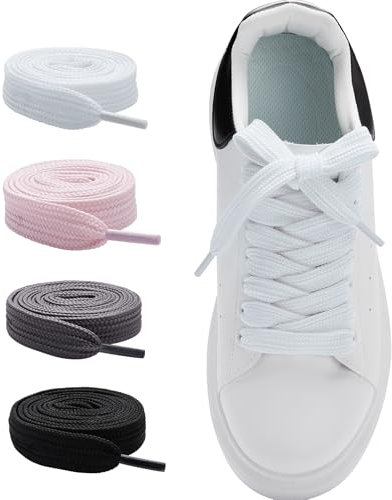 CCSOFTIME Thick Chunky White Shoe Laces for Campus 00s,16MM Flat Wide Jumbo Shoelaces Replacement Laces for Converse,Trainers,Airforce,Kids(1 Pair-White-120CM)