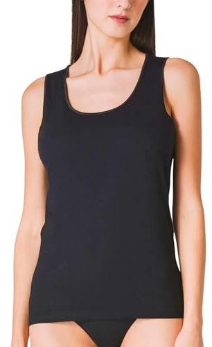 Liabel 3pz Canotta Donna 100% Cotone - vestibilità Perfetta, Comfort Ottimale - Canottiera Donna Cotone Ideale per Ogni Stagione (IT, Testo, M, Regular, Regular, Nero 3pz - Spalla Larga)