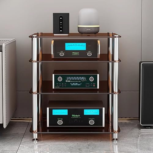 Elitix Meuble HiFi Support de Stockage de DVD, Support de Tour de Support de Jeux Vidéo, Vitrine, Supports et Supports Stéréo Professionnels pour Système de Bureau à Domicile(Brown)