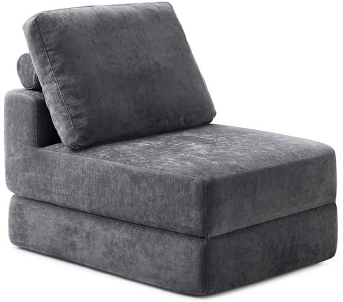 Jamdok Frei Stehendes Klappsofabett für Erwachsene,Schlafsessel mit Bettfunktion-Extra Dick 20cm,Schlafsofa mit Hochdichter Kaltschaum,Faltbare Gästematratze für Wohnzimmer,Lofts(1, Ohne Armlehnen)