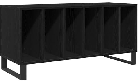 vidaXL Media Storage Cabinet - Black Oak Engineered Wood TV Console 100x38x48 cm - Contemporary Media Cabinet with DVD Organizer for Living Room/Home Theatre